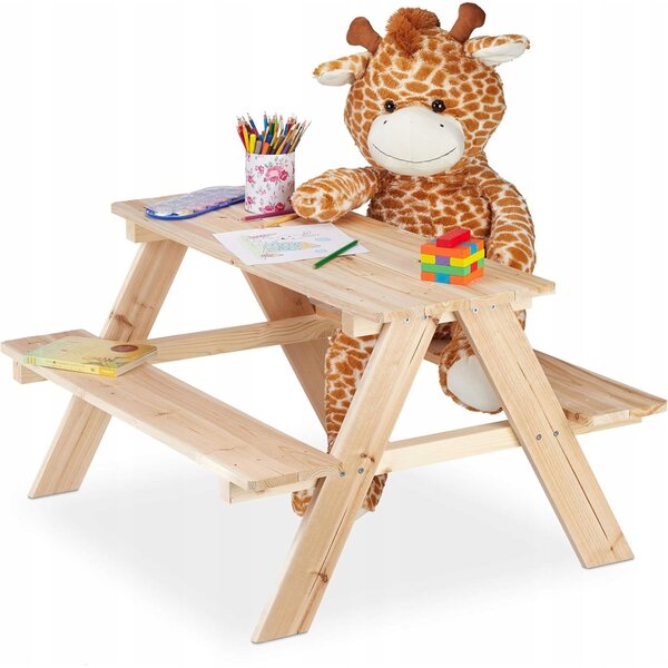 Kindermöbel-Set aus Holz, Tisch und Bänke, 50 x 90 x 78 cm, für 4 Personen