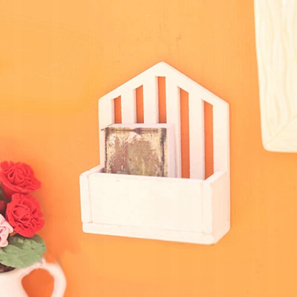 1:12 Mini-Holzkorb für Puppenhaus, dekorativ, weiß
