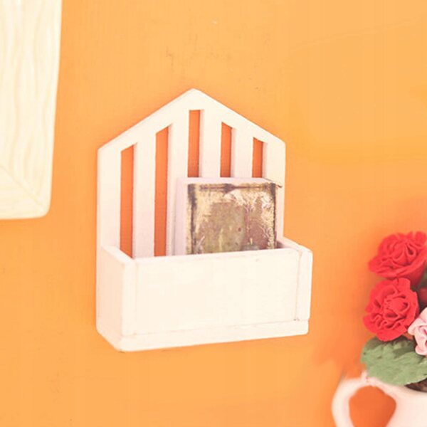 1:12 Mini-Holzkorb für Puppenhaus, dekorativ, weiß