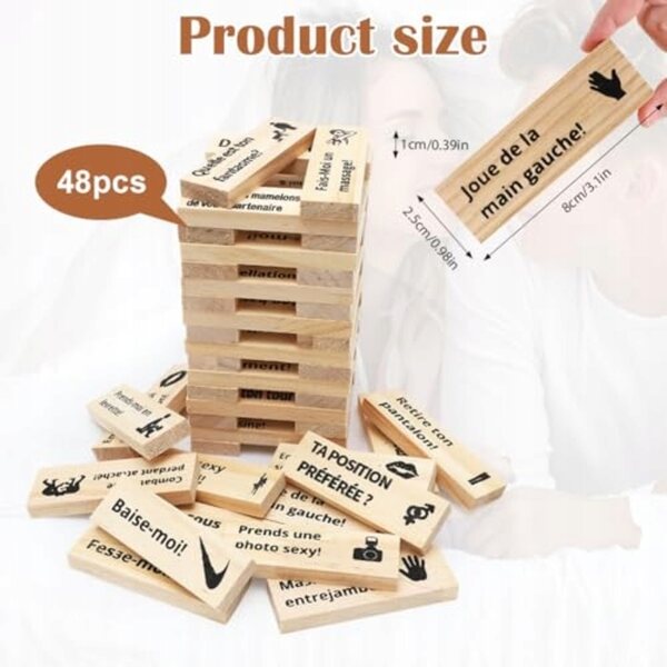 Gioco da Coppia Torre in Legno 48 Pezzi con Sfide Romantiche e Divertenti