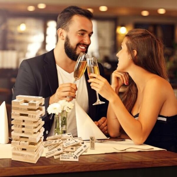 Gioco da Coppia Torre in Legno 48 Pezzi con Sfide Romantiche e Divertenti