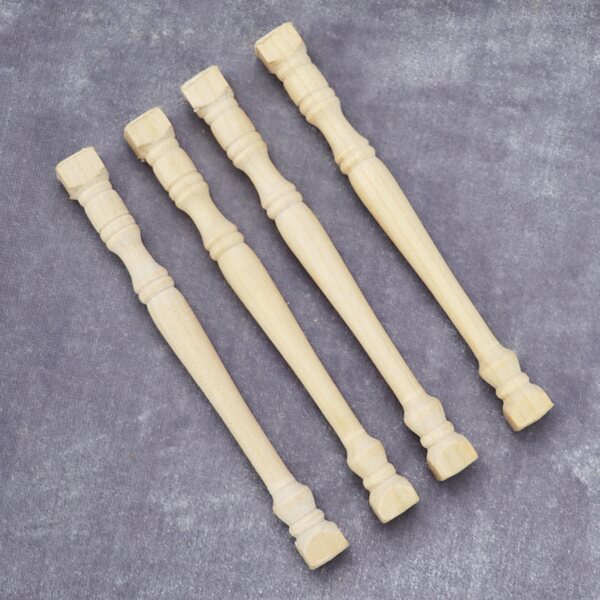 1:12 Holzbalustraden im Vintage-Stil für Puppenhaus – 4er-Set