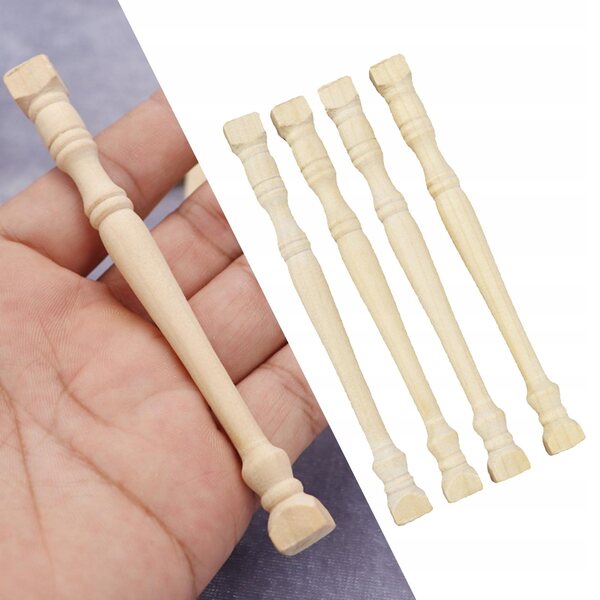 1:12 Holzbalustraden im Vintage-Stil für Puppenhaus – 4er-Set