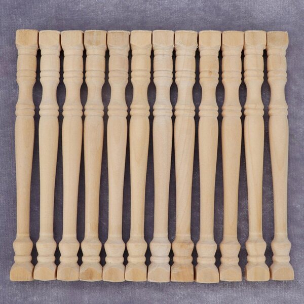 1:12 Holzbalustraden im Vintage-Stil für Puppenhaus – 4er-Set