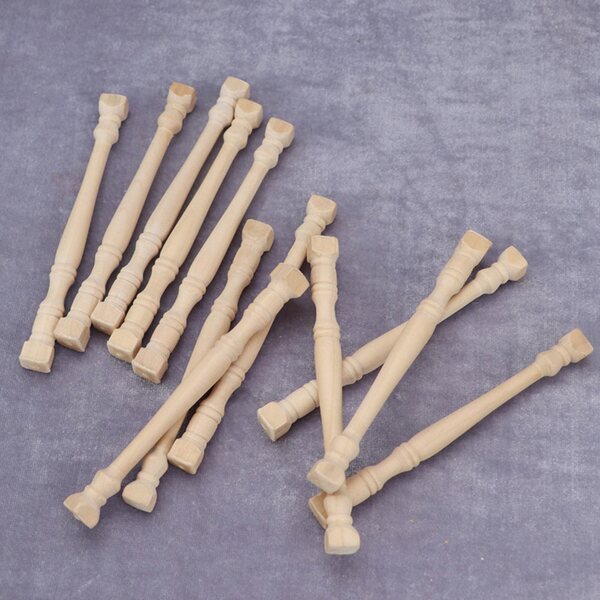 1:12 Holzbalustraden im Vintage-Stil für Puppenhaus – 4er-Set