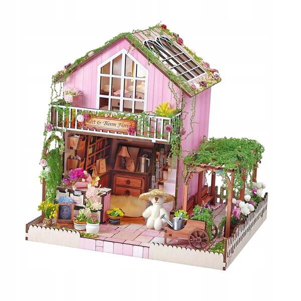 DIY MDF-Puppenhaus mit LED-Leuchten und Möbeln für Kinder und Erwachsene