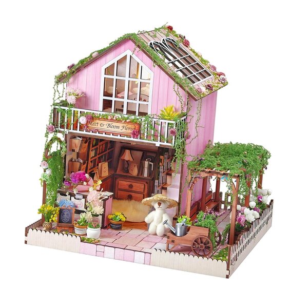 DIY MDF-Puppenhaus mit LED-Leuchten und Möbeln für Kinder und Erwachsene