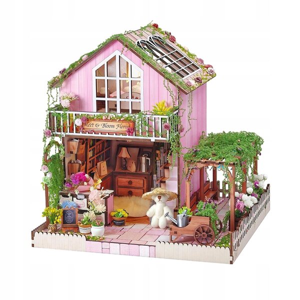 DIY MDF-Puppenhaus mit LED-Leuchten und Möbeln für Kinder und Erwachsene