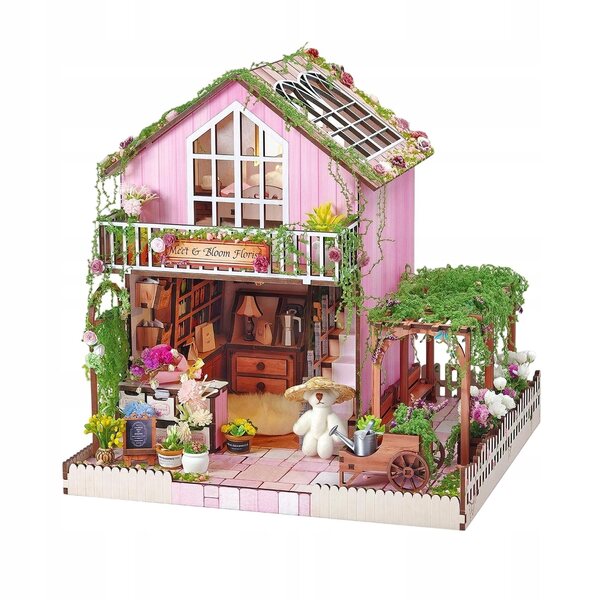DIY MDF-Puppenhaus mit LED-Leuchten und Möbeln für Kinder und Erwachsene