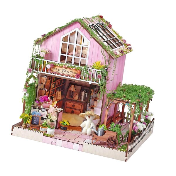 DIY MDF-Puppenhaus mit LED-Leuchten und Möbeln für Kinder und Erwachsene