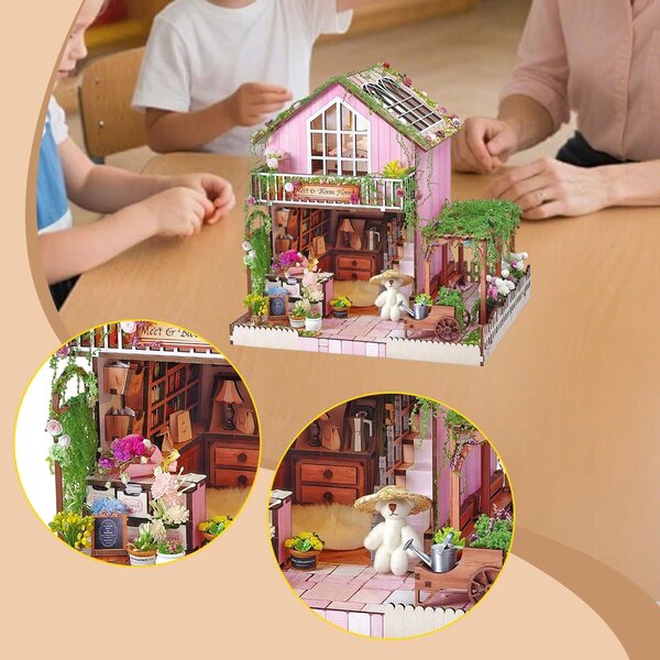 DIY MDF-Puppenhaus mit LED-Leuchten und Möbeln für Kinder und Erwachsene