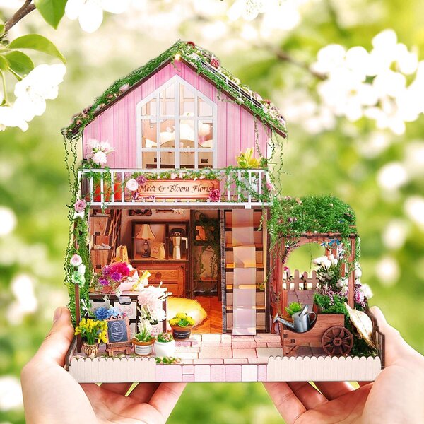 DIY MDF-Puppenhaus mit LED-Leuchten und Möbeln für Kinder und Erwachsene