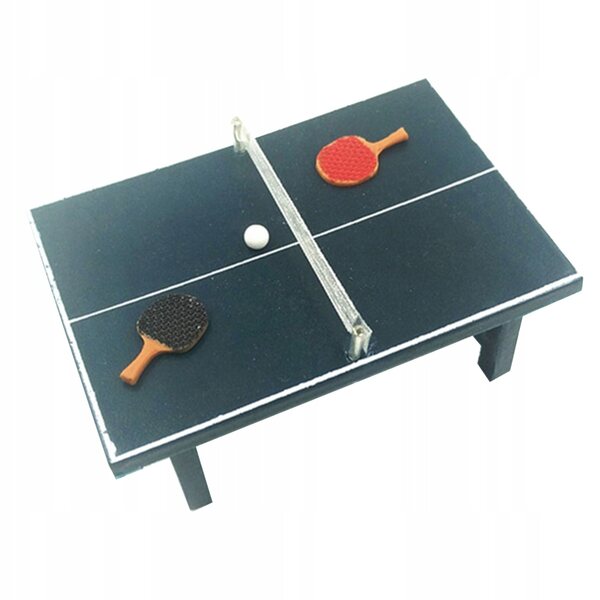 Mini set accessori tennis tavolo in resina per casa delle bambole 1:12