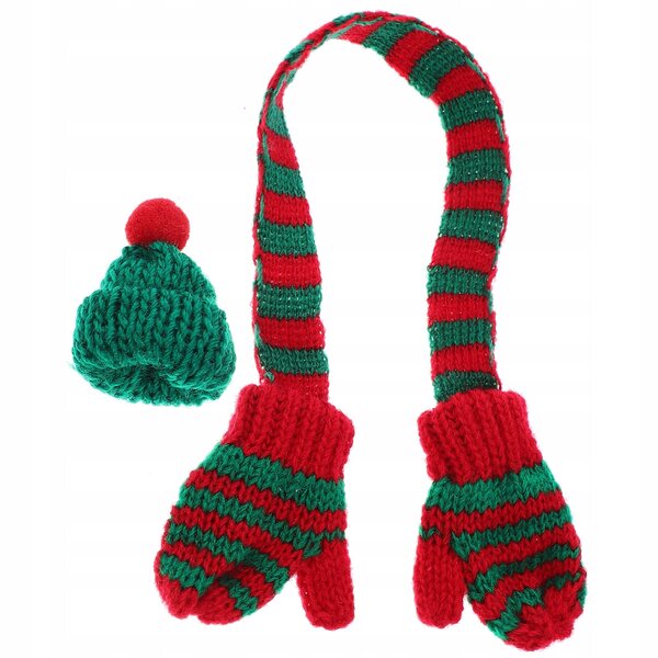 Mini set natalizio: cappello e sciarpa lavorati a maglia per decorazioni e hobby