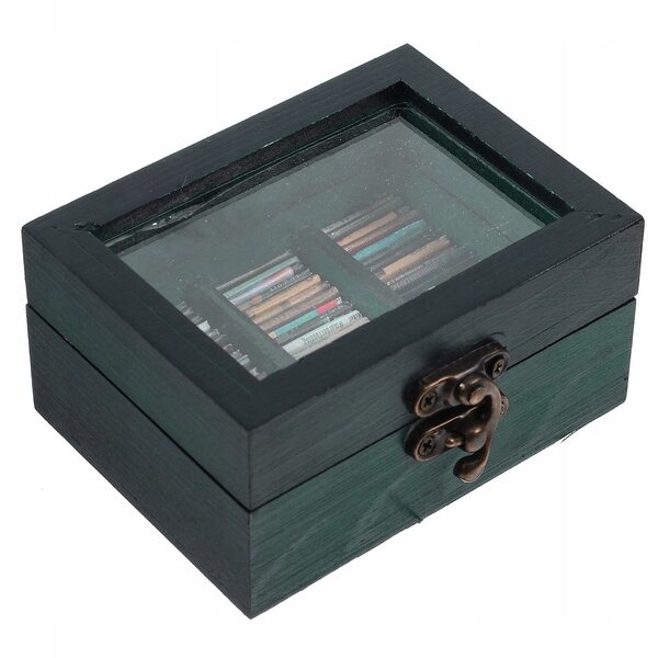 Libreria in miniatura per casa delle bambole - In legno, Blu navy, 9,5x7,5x5 cm