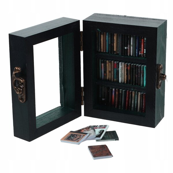 Libreria in miniatura per casa delle bambole - In legno, Blu navy, 9,5x7,5x5 cm