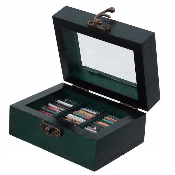 Libreria in miniatura per casa delle bambole - In legno, Blu navy, 9,5x7,5x5 cm