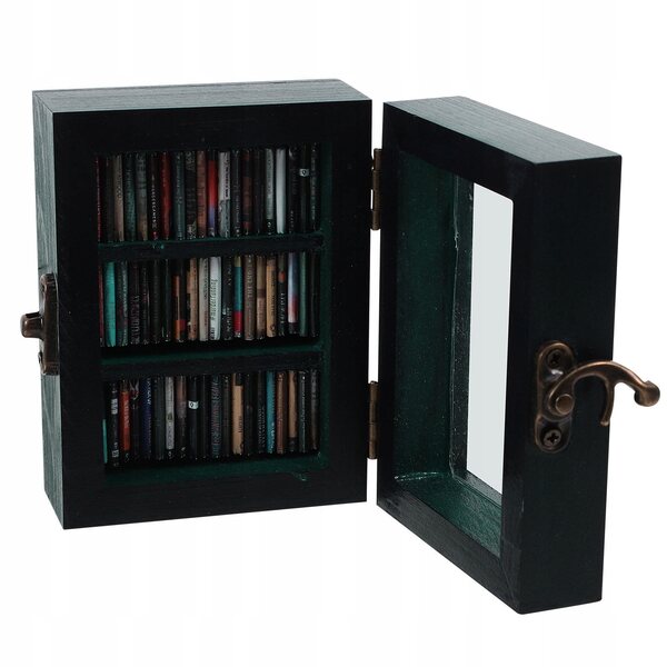 Libreria in miniatura per casa delle bambole - In legno, Blu navy, 9,5x7,5x5 cm