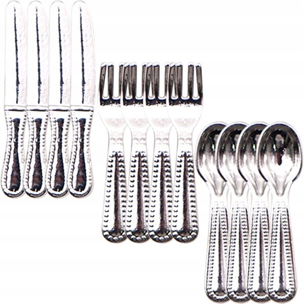 Mini Safe Metall-Spielzeugbesteck-Set für Kinder – 12-teilig, Silber