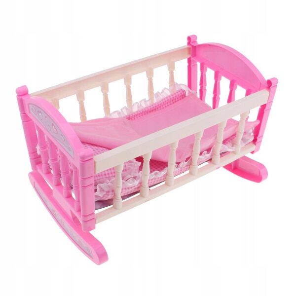 Letto a dondolo rosa per bambole Reborn 29x20x20 cm con accessori inclusi