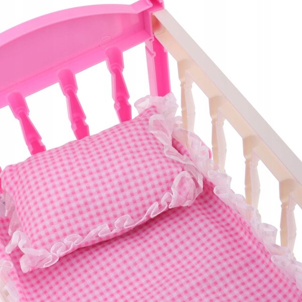 Letto a dondolo rosa per bambole Reborn 29x20x20 cm con accessori inclusi