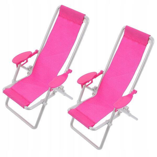 Mini Sdraio da Spiaggia per Bambole - Set di 2 Sedie Rosa per Bambini