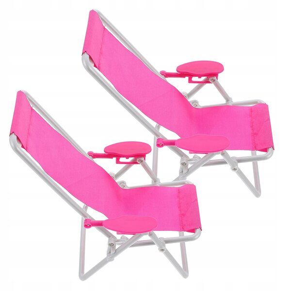 Mini Sdraio da Spiaggia per Bambole - Set di 2 Sedie Rosa per Bambini