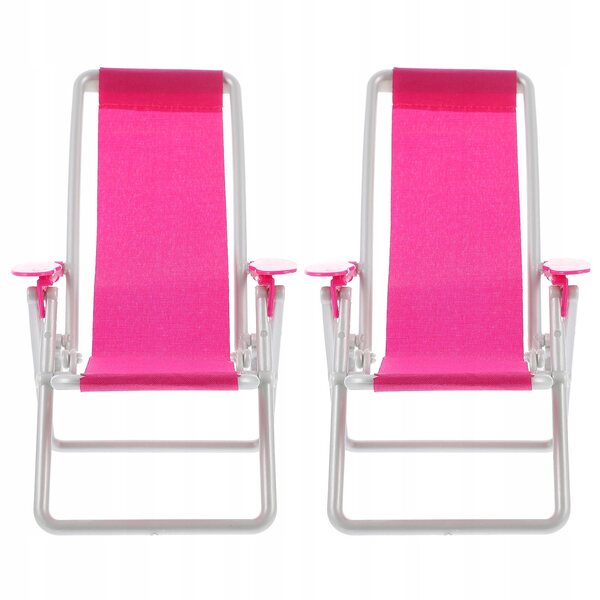 Mini Sdraio da Spiaggia per Bambole - Set di 2 Sedie Rosa per Bambini