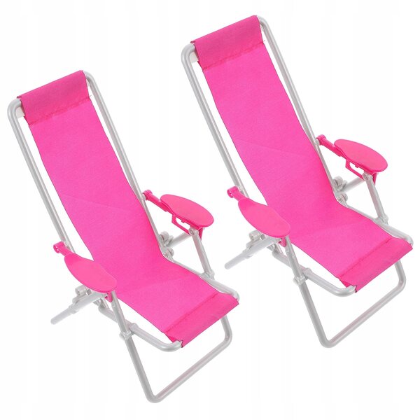 Mini Sdraio da Spiaggia per Bambole - Set di 2 Sedie Rosa per Bambini