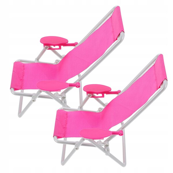 Mini Sdraio da Spiaggia per Bambole - Set di 2 Sedie Rosa per Bambini