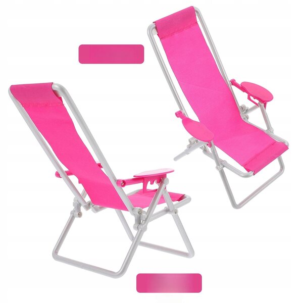 Mini Sdraio da Spiaggia per Bambole - Set di 2 Sedie Rosa per Bambini