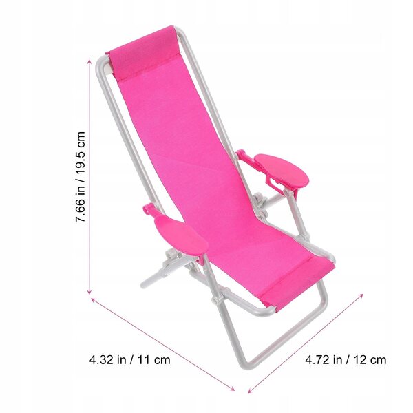 Mini Sdraio da Spiaggia per Bambole - Set di 2 Sedie Rosa per Bambini