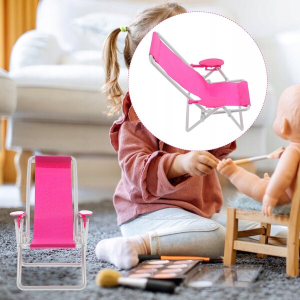 Mini Sdraio da Spiaggia per Bambole - Set di 2 Sedie Rosa per Bambini