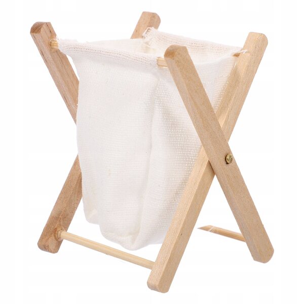 Miniatura Cesto per Bucato in Legno Bianco per Casa delle Bambole 5x5 cm
