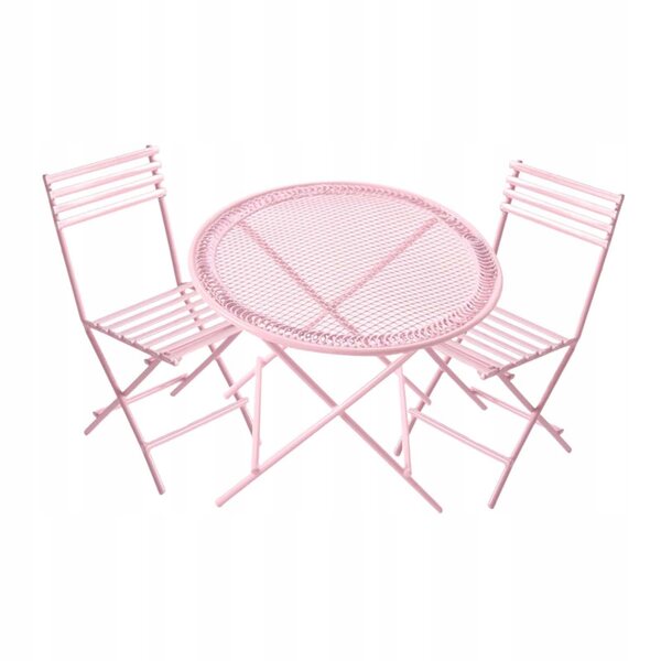 Set miniaturizzato tavolo e sedie in ferro per casa delle bambole 1:12 rosa