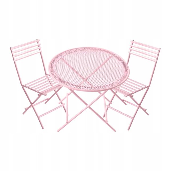 Set miniaturizzato tavolo e sedie in ferro per casa delle bambole 1:12 rosa