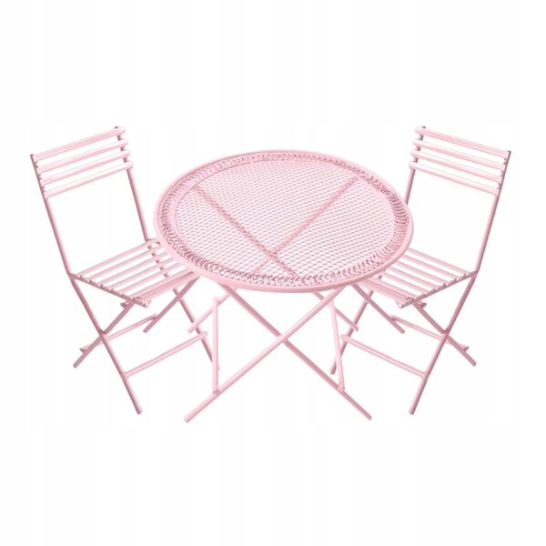 Set miniaturizzato tavolo e sedie in ferro per casa delle bambole 1:12 rosa