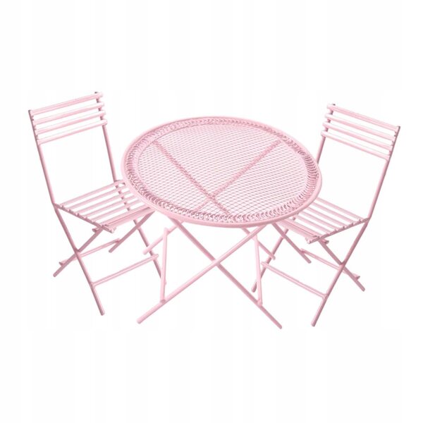 Set miniaturizzato tavolo e sedie in ferro per casa delle bambole 1:12 rosa
