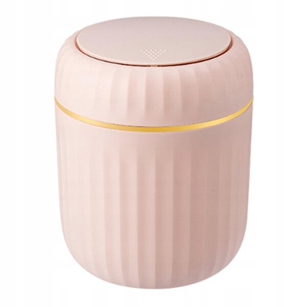 Mini cestino porta rifiuti con coperchio a pressione colore rosa per scrivania