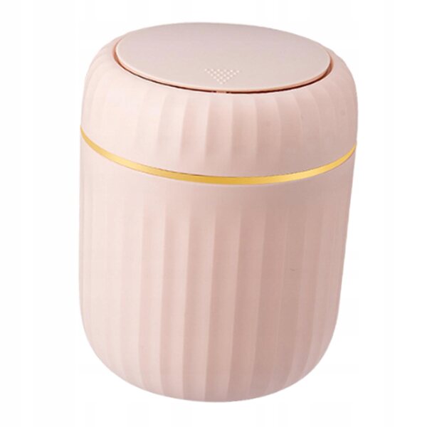 Mini cestino porta rifiuti con coperchio a pressione colore rosa per scrivania