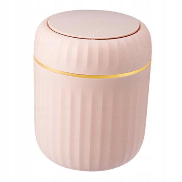 Mini cestino porta rifiuti con coperchio a pressione colore rosa per scrivania
