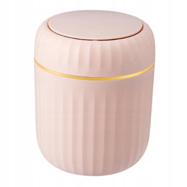 Mini cestino porta rifiuti con coperchio a pressione colore rosa per scrivania
