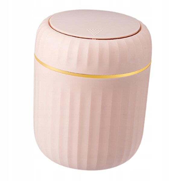 Mini cestino porta rifiuti con coperchio a pressione colore rosa per scrivania