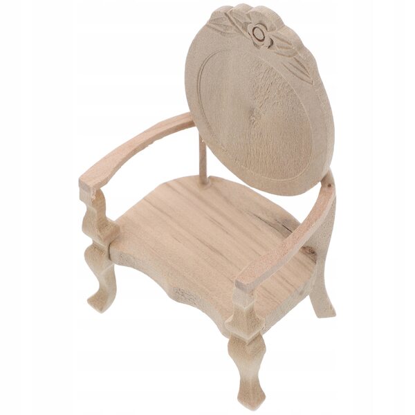 Eleganter Holzstuhl im Vintage-Stil für Puppenhaus 1:12 Beige