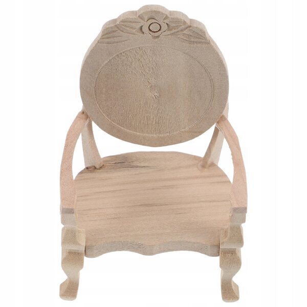 Eleganter Holzstuhl im Vintage-Stil für Puppenhaus 1:12 Beige