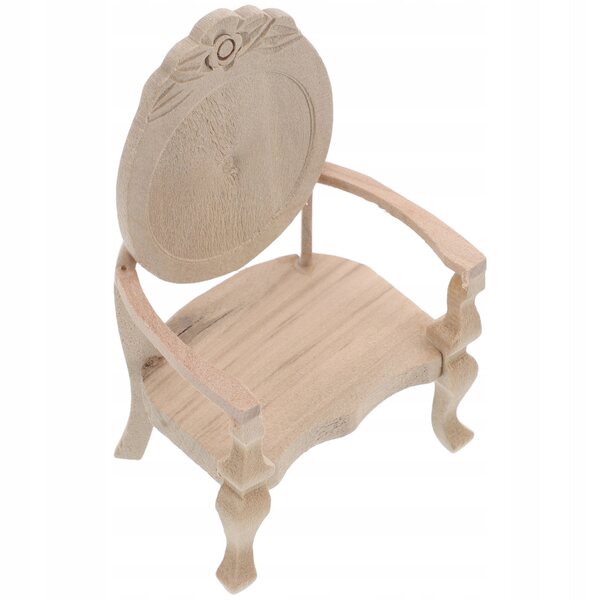 Eleganter Holzstuhl im Vintage-Stil für Puppenhaus 1:12 Beige