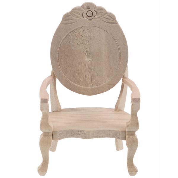 Eleganter Holzstuhl im Vintage-Stil für Puppenhaus 1:12 Beige