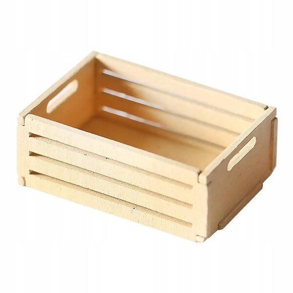 Mini Cesto in Legno con Frutta e Verdura per Casa delle Bambole 1:12