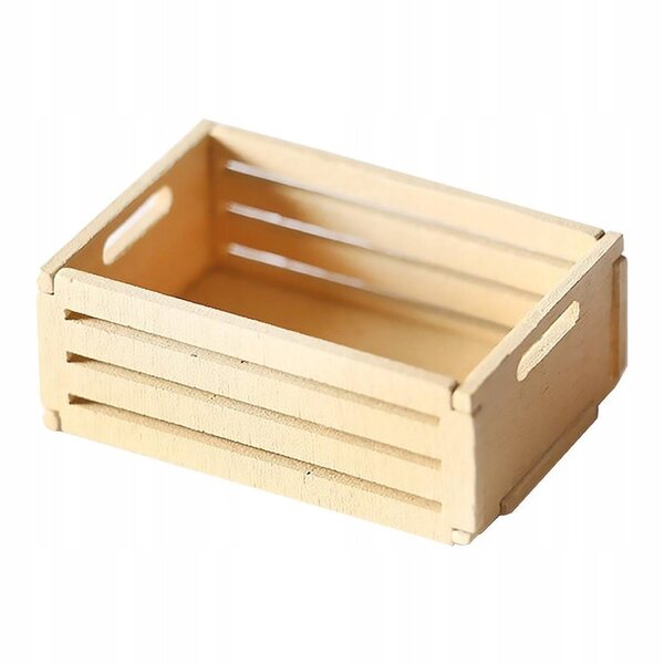Mini Cesto in Legno con Frutta e Verdura per Casa delle Bambole 1:12