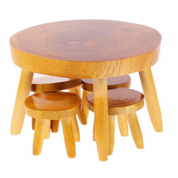 Set di Mobili Miniatura in Legno per Casa delle Bambole - Tavolo e 4 Sedie